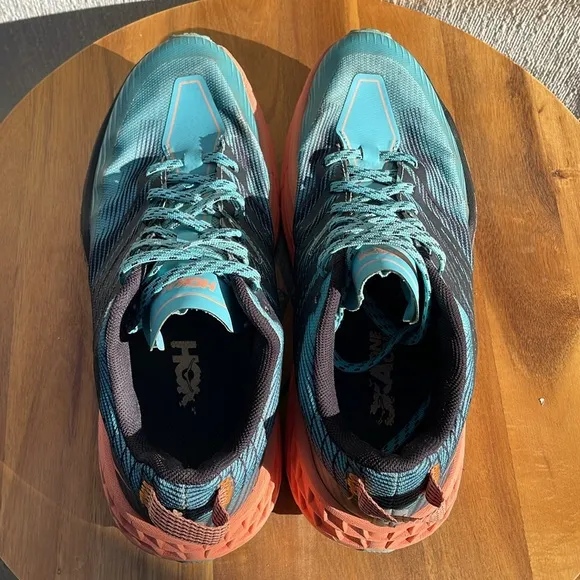 Hoka One One Speedgoat 4 Womens Sneakers Teal Cantaloupe 1106527 Size 10