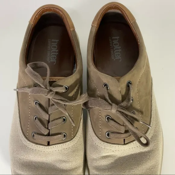 Hotter Comfort Concept Men’s Tan Brown Tie Loafers Size 9.5 Gently Used EUC.