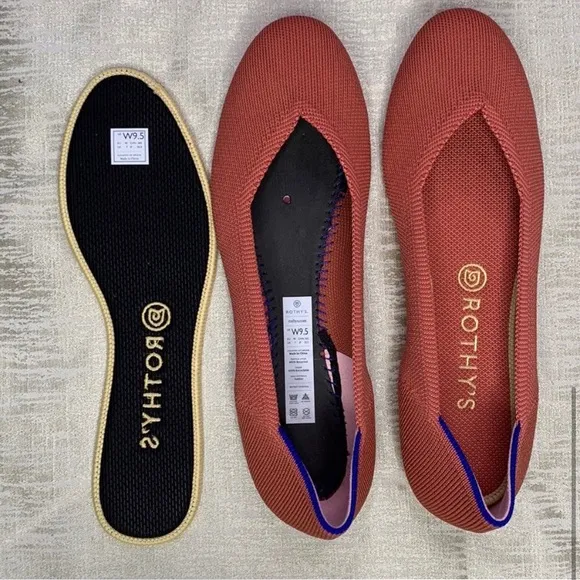 💫HP‼️💫 NWOT Rothy’s Round Toe Loafers in Rose Color w/ Blue Piping, Size 9.5.