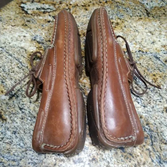 H.S. Trask Mens Brown Leather Vibram Sole Loafers Boat Shoes 9.5 M H3182-292 EUC
