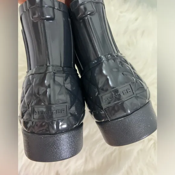 Hunter Chelsea Quilted Rain Boots Dark Slate Grey/bue 7 Original Refined NIB