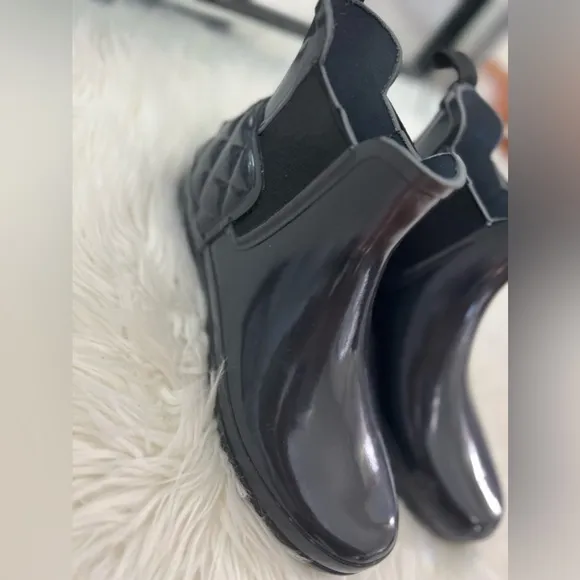 Hunter Chelsea Quilted Rain Boots Dark Slate Grey/bue 7 Original Refined NIB