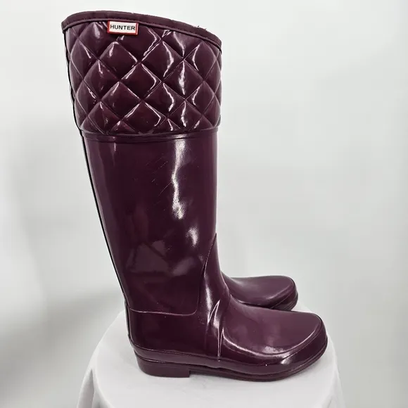 Hunter Colorful Tall Rain Boots Quilted Rigley Boots - Size 7