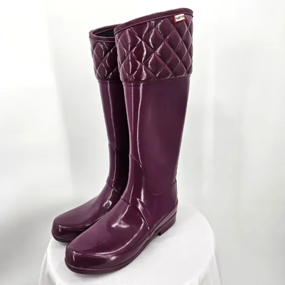 Hunter Colorful Tall Rain Boots Quilted Rigley Boots - Size 7