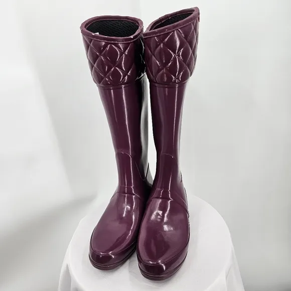 Hunter Colorful Tall Rain Boots Quilted Rigley Boots - Size 7