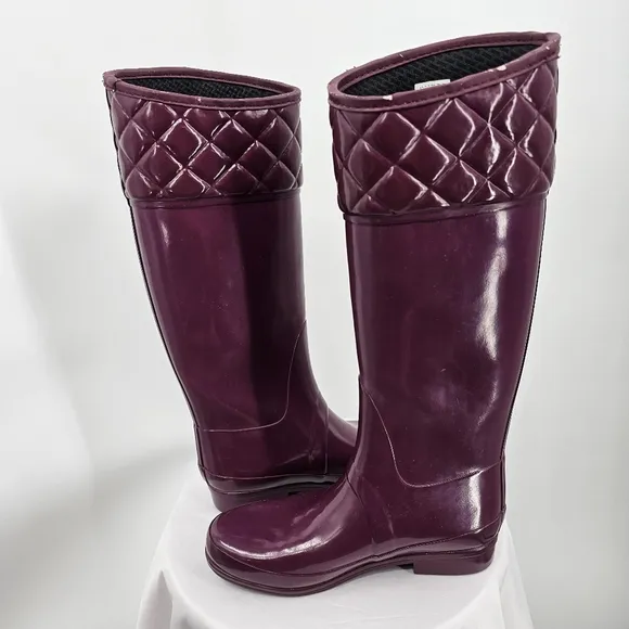 Hunter Colorful Tall Rain Boots Quilted Rigley Boots - Size 7