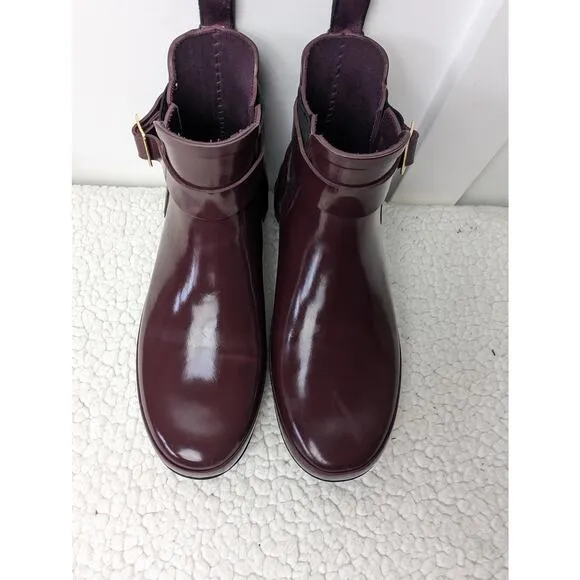 Hunter Gloss Quilted Wine Chelsea Boots 6/7 ?