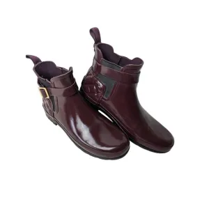 Hunter Gloss Quilted Wine Chelsea Boots 6/7 ?