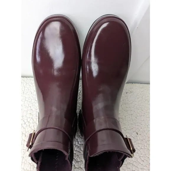 Hunter Gloss Quilted Wine Chelsea Boots 6/7 ?