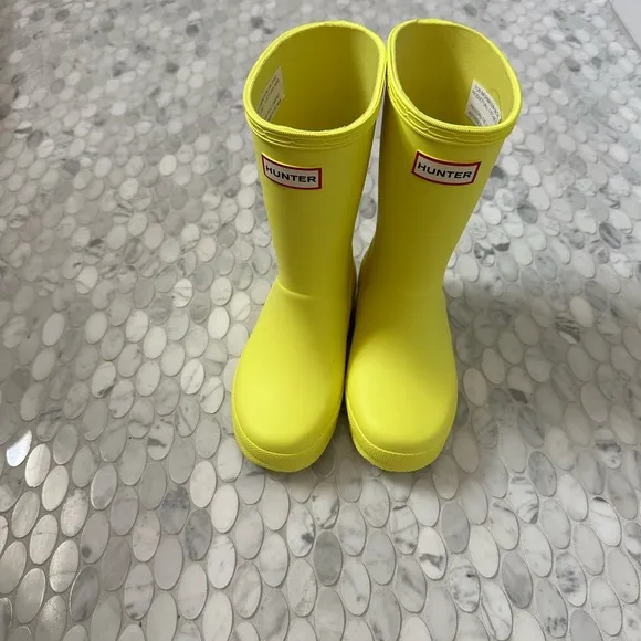 Hunter Kids Chartreuse Yellow Rain Boots