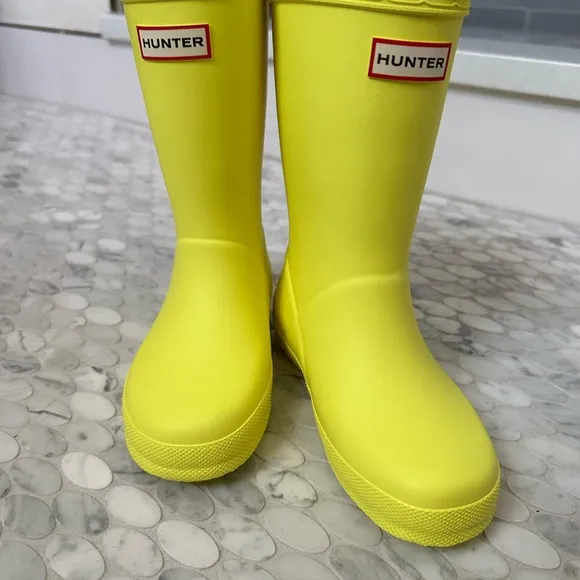 Hunter Kids Chartreuse Yellow Rain Boots
