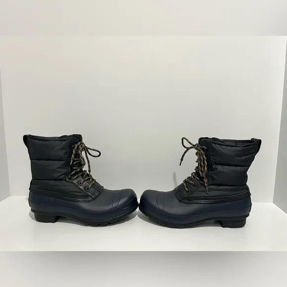 Hunter Original Short Quilted Lace-Up Boots in Navy women’s size 8