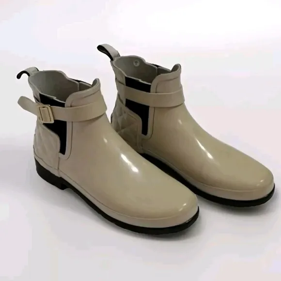 Hunter Original Women's Refined Quilted Gloss Chelsea Waterproof Boots US 9