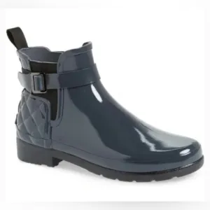 Hunter Refined Slim Fit QuiltedGloss Chelsea Boots in Gray✨