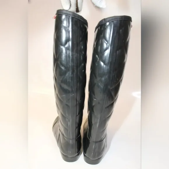Hunter Regent Savoy Womens 7 38 Tall Quilted Black Knee High Boots