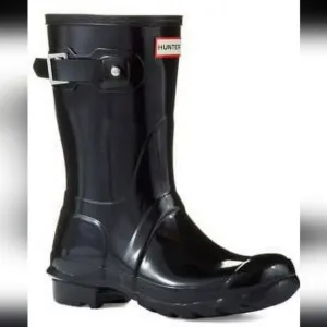 Hunter Women's Original Short Gloss Black Mid-Calf Rubber Boot - 10 M, Like New
