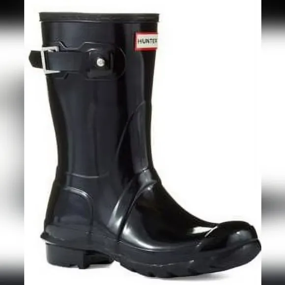 Hunter Women's Original Short Gloss Black Mid-Calf Rubber Boot - 10 M, Like New