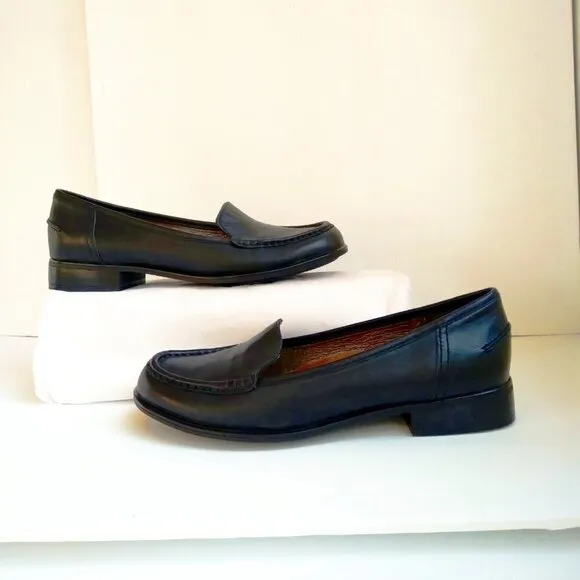 Hush Puppies Black Leather Loafers ~ Classic Design, Quality &amp; Comfort Sz 8.5
