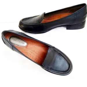 Hush Puppies Black Leather Loafers ~ Classic Design, Quality &amp; Comfort Sz 8.5