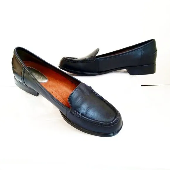Hush Puppies Black Leather Loafers ~ Classic Design, Quality &amp; Comfort Sz 8.5
