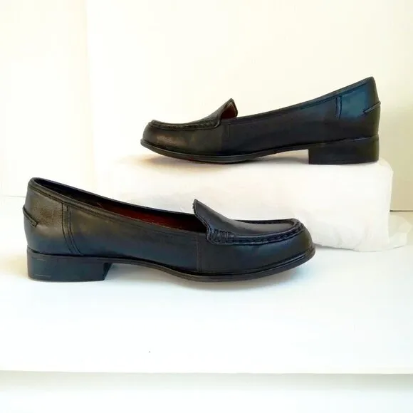 Hush Puppies Black Leather Loafers ~ Classic Design, Quality &amp; Comfort Sz 8.5