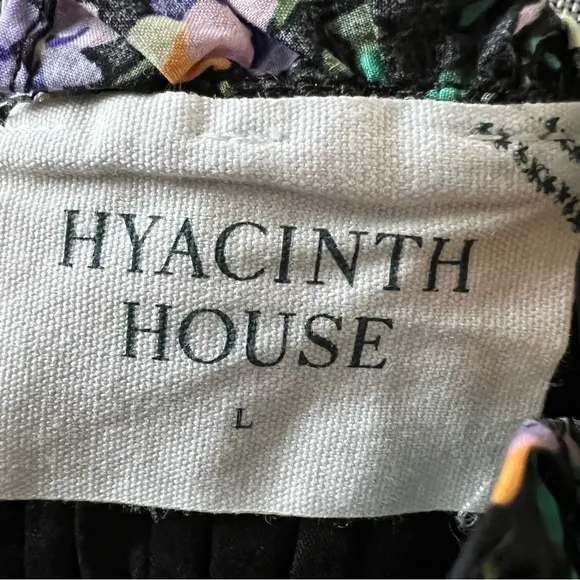 Hyacinth house smocked Samantha midi dress ladies size large black multi floral