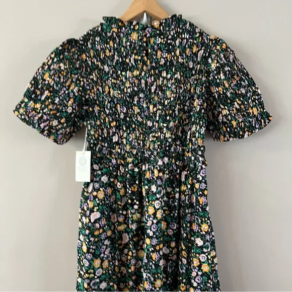 Hyacinth house smocked Samantha midi dress ladies size small black multi floral