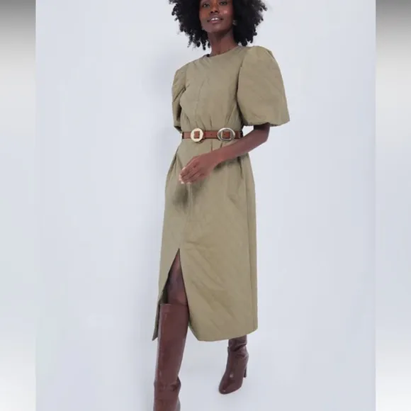 HYACINTH HOUSEOlive Quilted Fowler Midi Dress