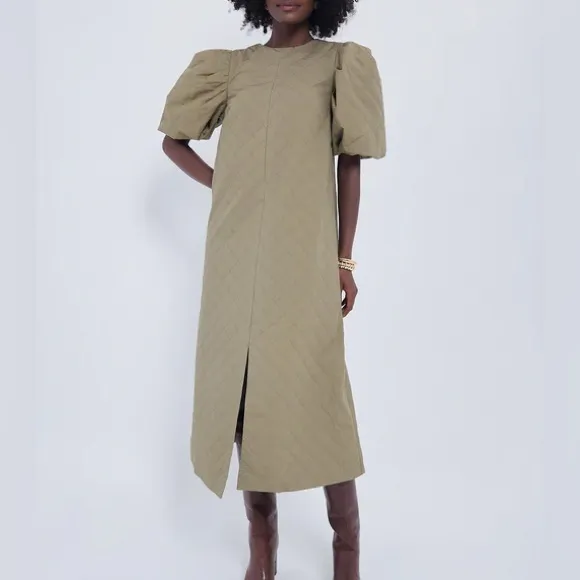HYACINTH HOUSEOlive Quilted Fowler Midi Dress