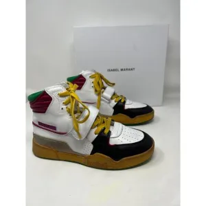 ISABEL MARANT ALSEE DISTRESSED Womens COLORBLOCK HIGH-TOP LEATHER Sneaker US 6.5