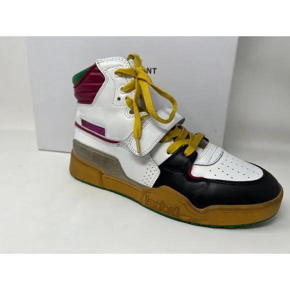 ISABEL MARANT ALSEE DISTRESSED Womens COLORBLOCK HIGH-TOP LEATHER Sneaker US 6.5