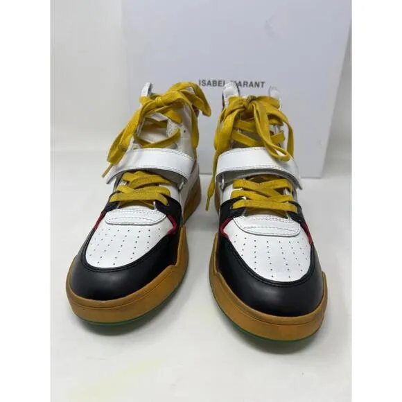 ISABEL MARANT ALSEE DISTRESSED Womens COLORBLOCK HIGH-TOP LEATHER Sneaker US 6.5