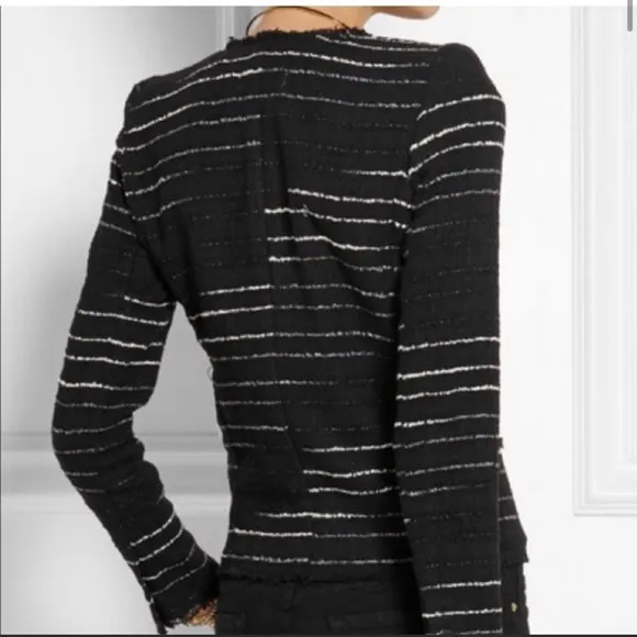 ISABEL MARANT Black Tweed Glenn Striped Jacket Size FR 40/US Medium