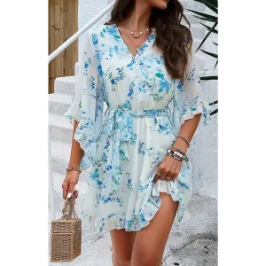 Ivory Breezy Chic Ruffled Half Sleeve Mini Dress