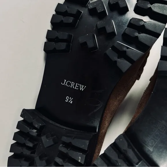 J. Crew Winona Lug-Sole Penny Loafers Suede Rich Toffee Size 9.5
