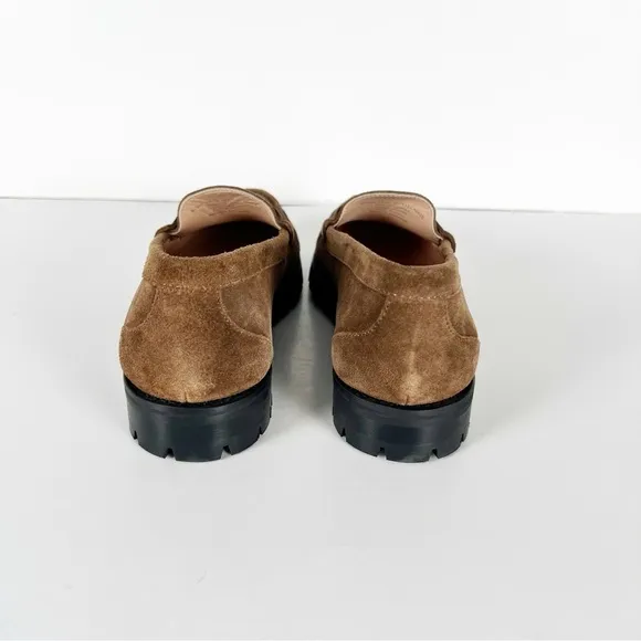 J. Crew Winona Lug-Sole Penny Loafers Suede Rich Toffee Size 9.5