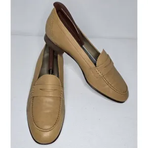 J CREW Women’s Biella Penny Loafers Flats Tan Leather Italy Comfort Sz 9