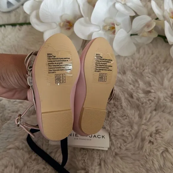 Janie &amp; Jack Flower Ballet Flat in Peachskin Pink Size 4