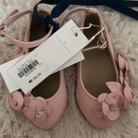 Janie &amp; Jack Flower Ballet Flat in Peachskin Pink Size 4