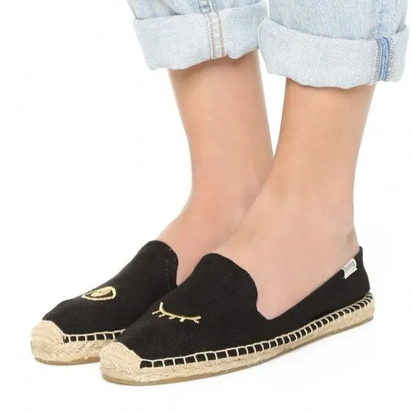 Jason Polan x Soludos Wink Smoking Slipper Espadrilles US 8.5
