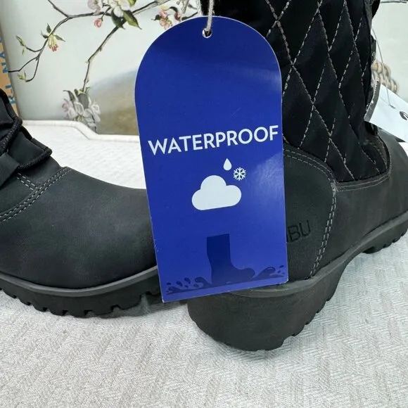 JBU Womens Waterproof Fargo 6M Winter Boots With Faux Fur Lining &amp; Quilted Desig