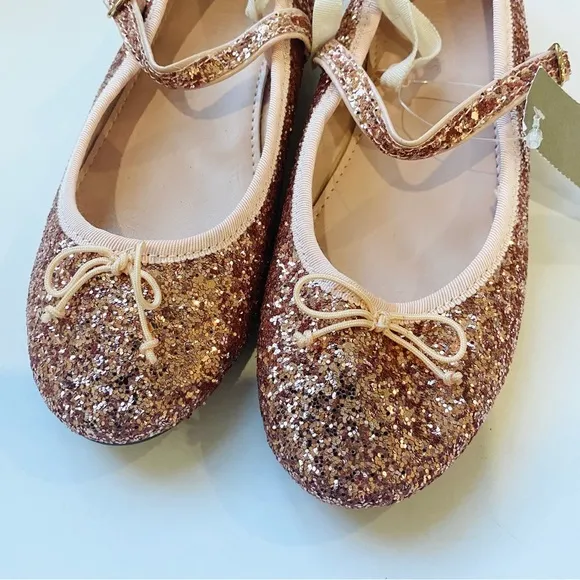 Jcrew crewcuts girls pink glitter ballet flats
