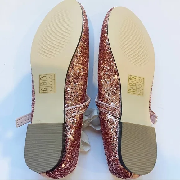 Jcrew crewcuts girls pink glitter ballet flats