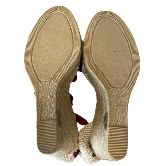 JCrew Marianne Blue Stripe Rope Jute Espadrilles Women’s Wedge Show NWOT Size 9