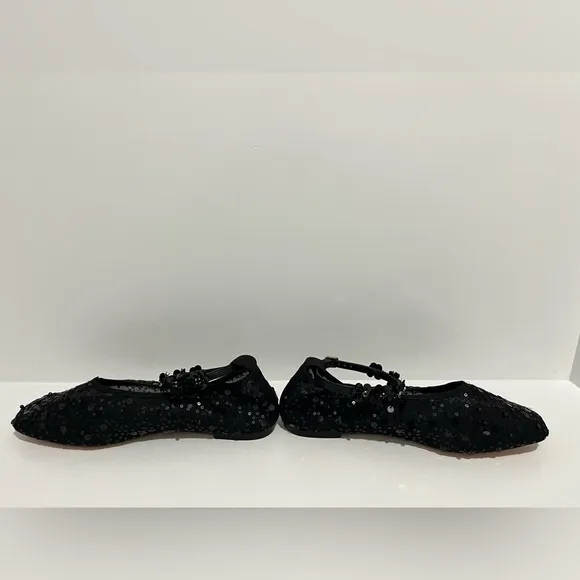 J.Crew Quinn embellished removable ankle-strap ballet flats sequin &amp; mesh sz 9.5