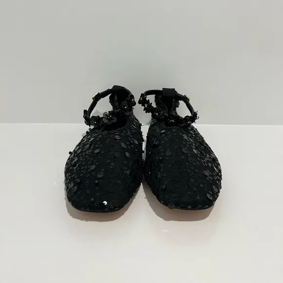 J.Crew Quinn embellished removable ankle-strap ballet flats sequin &amp; mesh sz 9.5