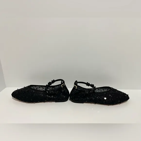 J.Crew Quinn embellished removable ankle-strap ballet flats sequin &amp; mesh sz 9.5