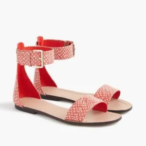 J.Crew Snake Skin Print Ankle Strap Leather Sandals Size 7