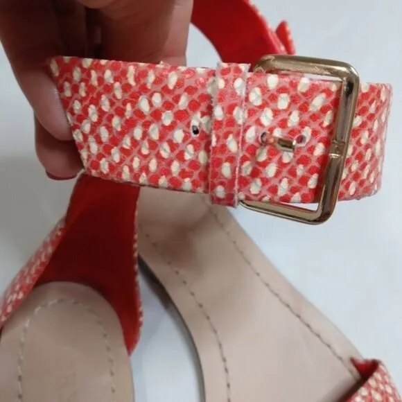J.Crew Snake Skin Print Ankle Strap Leather Sandals Size 7