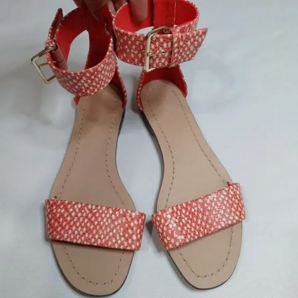 J.Crew Snake Skin Print Ankle Strap Leather Sandals Size 7